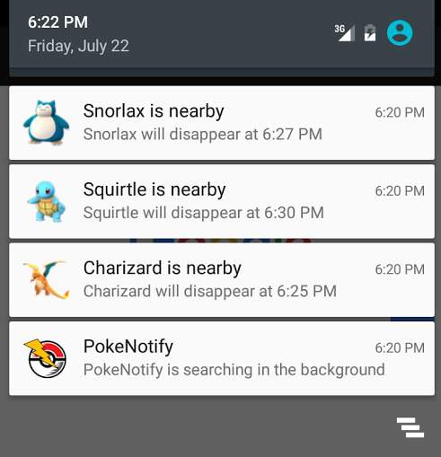 pokeman go alarma, Notificaciones para pokemon go
