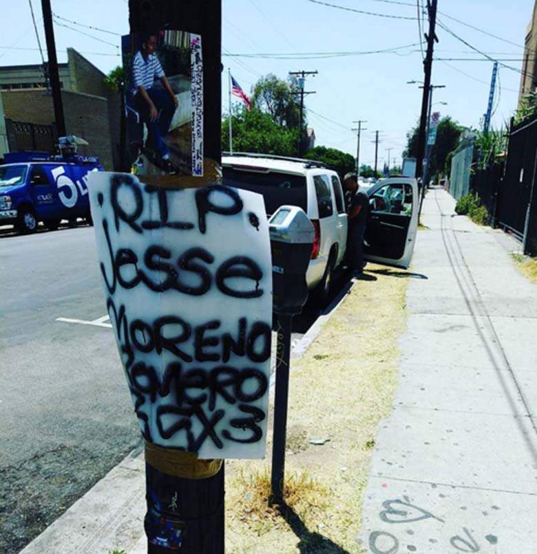 La foto que Diane Covarrubias publicó en su cuenta de Instagram como tributo a Romero dice: "No hay palabras para describir lo quebrados que estamos , Jesse es un ángel en el cielo, estamos perdidos con su ausencia". 