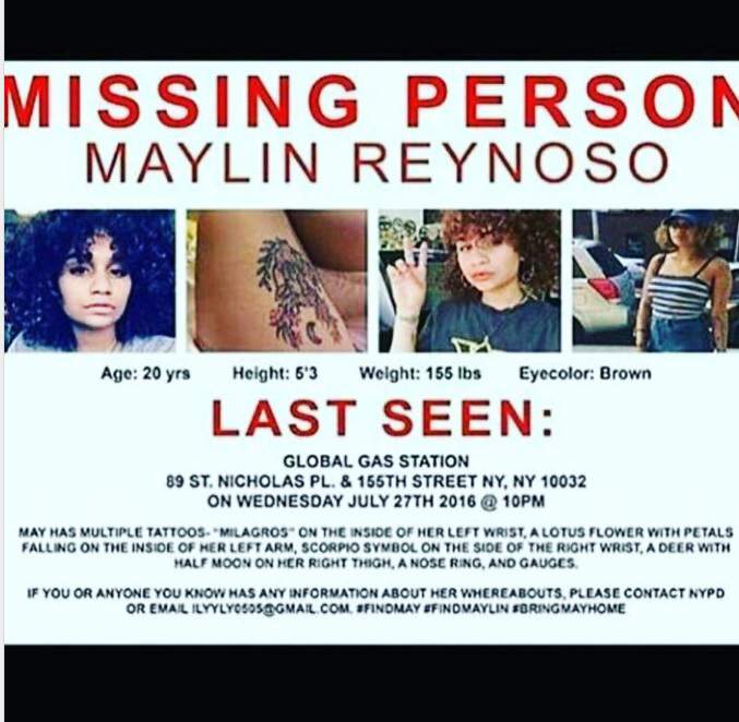 Carteles de Maylin Reynoso tras su desaparición. (Tumblr)