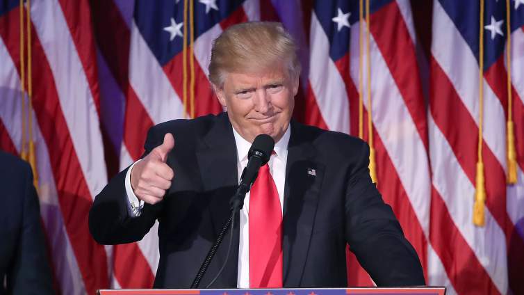 Donald Trump da su discurso de aceptación después de ser elegido presidente de los Estados Unidos. (Getty)