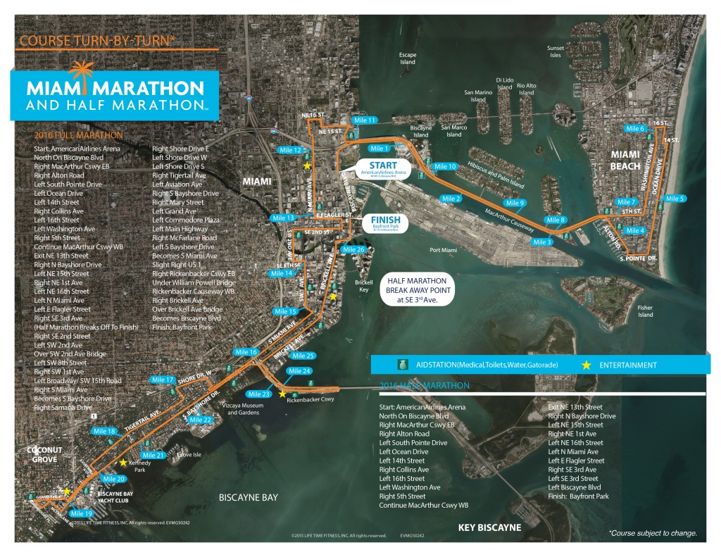 El recorrido completo que harán los corredores por la ciudad de Miami. (TheMiamimarathon.com)