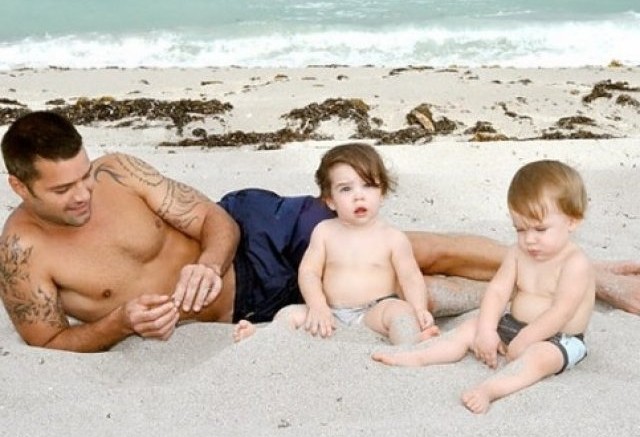 Ricky Martin con sus hijos Matteo Y Valentino cuando estaban más pequeños.