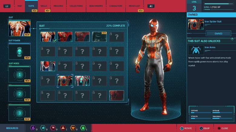 Cómo actualizar y cambiar su traje en SpiderMan PS4