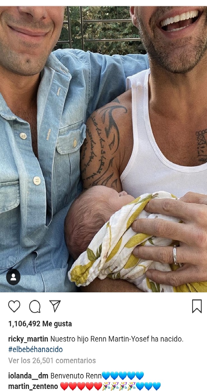 Ricky Martin publica la primera foto de su cuarto hijo Renn [FOTO]