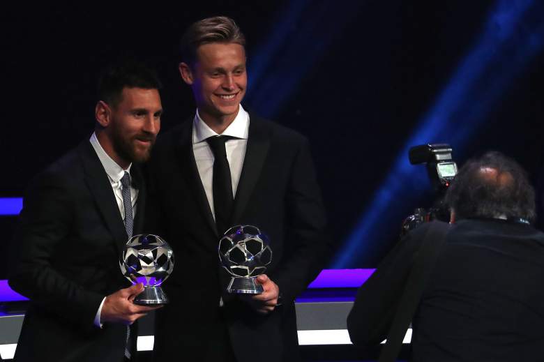 Frenkie de Jong y Lionel Messi - Ceremonia UEFA