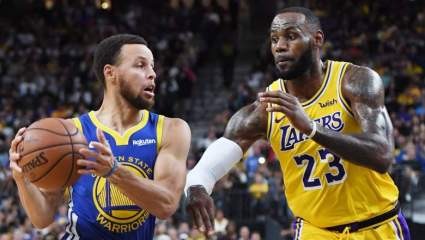 [VIDEO] El triple sin mirar de LeBron James al estilo Curry por una apuesta de 100 dólares