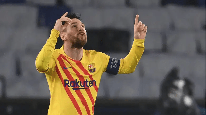 Leo Messi celebrando su gol ante el PSG