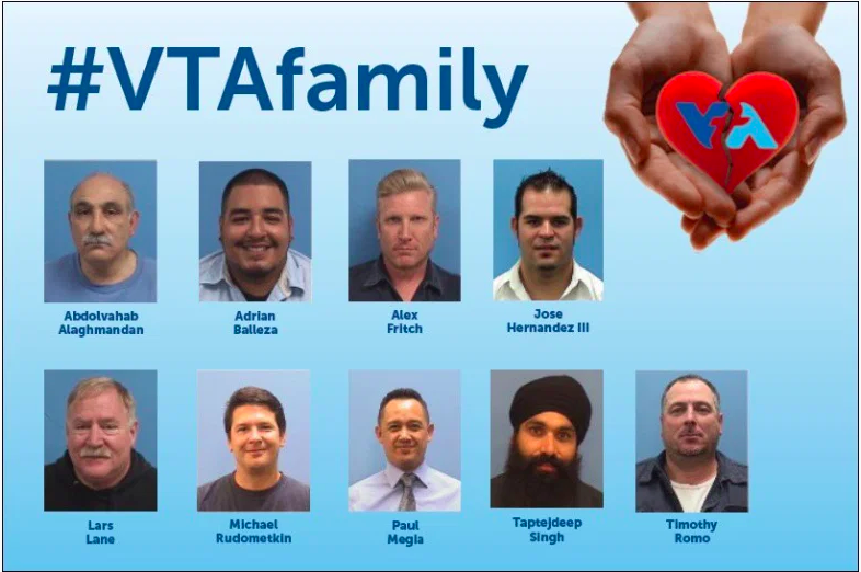 Los empleados de VTA muertos en el tiroteo masivo de San José.