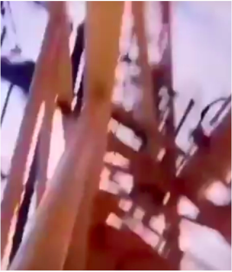 Una escena del video de TikTok del operador de grúa.