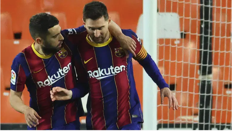 Lionel Messi y Jordi Alba en el Barcelona
