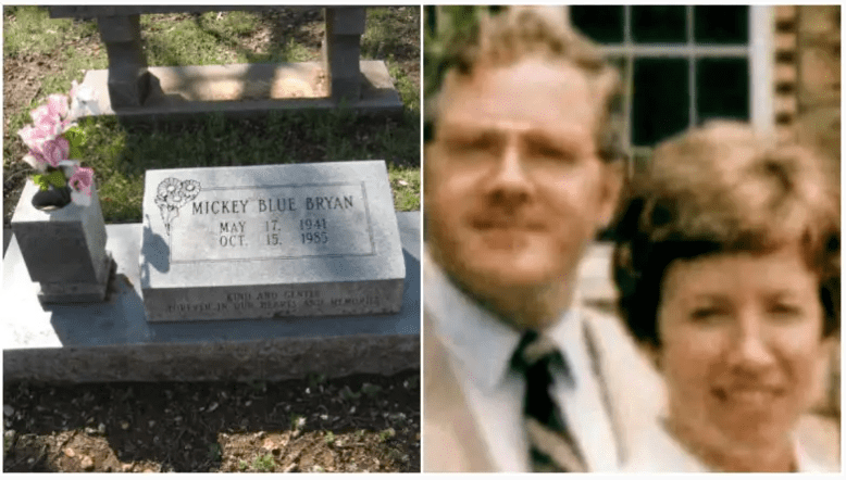 La tumba de Mickey Bryan. / Mickey Bryan y su esposo, Joe Bryan.