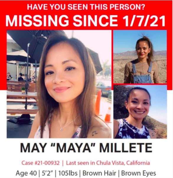 Maya Millete fue vista por última vez en Chula Vista, California, en enero de 2021.