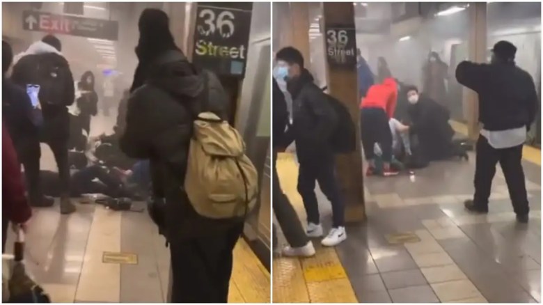 Capturas de pantalla de video del metro de Brooklyn.