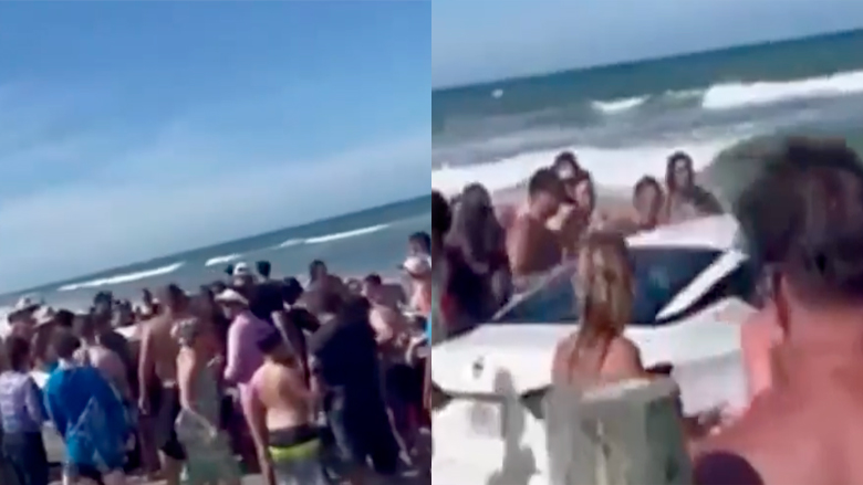 Un conductor se estrelló en Daytona Beach y en el océano el domingo por la tarde, posiblemente debido a un episodio médico.