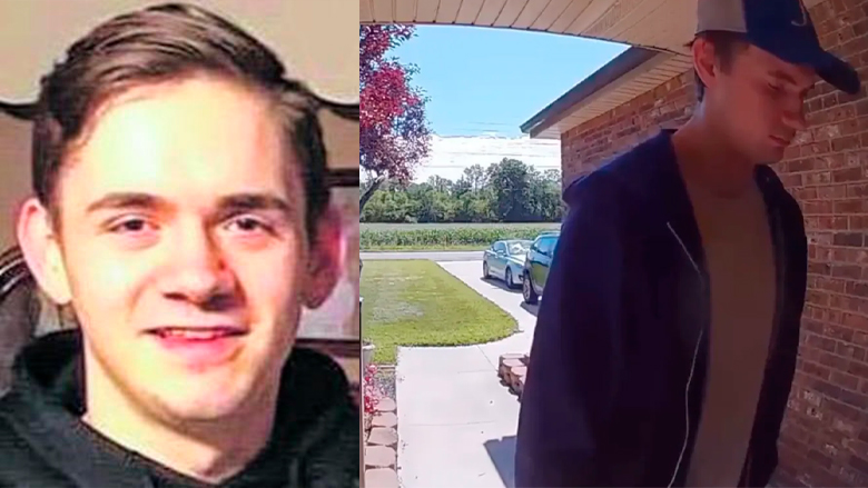 Un video de la cámara Ring Doorbell muestra a James Rayl, de 22 años, parado en la puerta principal de la casa de Mitch Duckro en Sydney, Ohio, el 31 de julio.