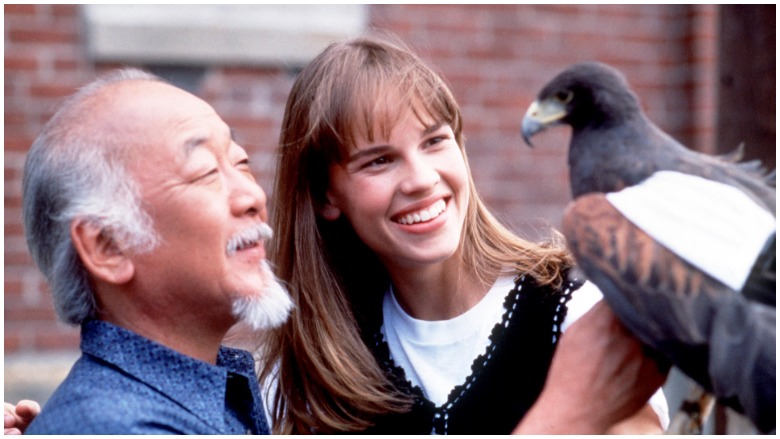 Pat Morita and Hilary Swank