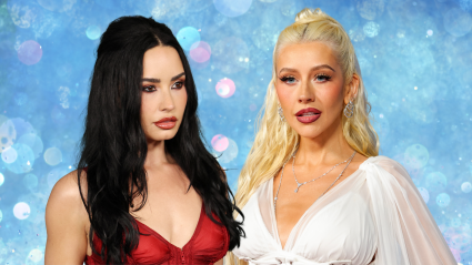 Demi Lovato luce un atrevido vestido rojo transparente y posa con Christina Aguilera: FOTOS