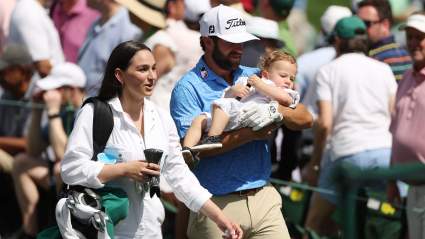 Cameron Young reconoció a su esposa Kelsey Dalition y a sus hijos antes del Masters.