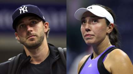 Fotografía poco común de Jessica Pegula y su esposo Taylor Gahagen en el Abierto de Charleston.