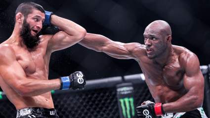 Kamaru Usman no entiende la decisión de los jueces en UFC 328.
