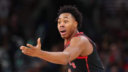 Scottie Barnes reacciona tras ser nombrado miembro del segundo equipo All-Defensive.