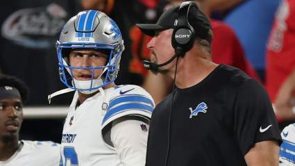 Dan Campbell y Jared Goff, de los Detroit Lions, bajan en la última clasificación de la NFL.