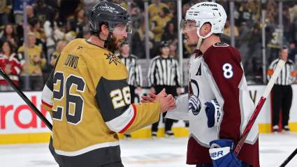 Cale Makar reacciona tras la barrida de los Avs por los Vegas Golden Knights.