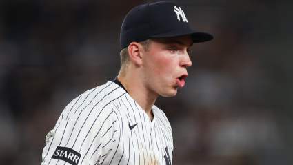 Aaron Judge, de los Yankees, recibe una clara advertencia de Ben Rice.