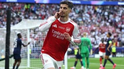 Final de la Liga de Campeones: Kai Havertz del Arsenal sorprende al PSG con un golazo.