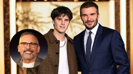 El hijo de David Beckham, Cruz, se queda adorablemente impresionado por Steve Carell, la estrella de 'The Office'.